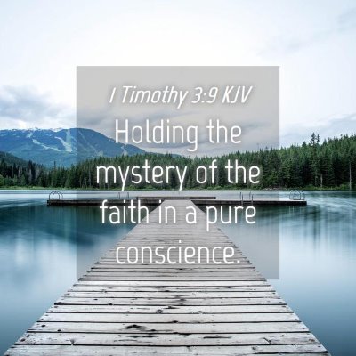 Picture 04 - 1 Timothy 3:9 KJV - Holding the mystery of the faith in a pure - Bible Verse Picture