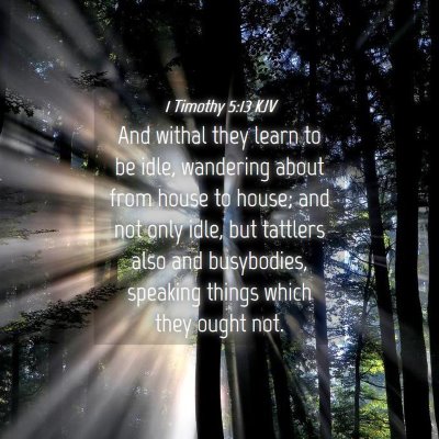 Picture 04 - 1 Timothy 5:13 KJV - And withal they learn to be idle, wandering about - Bible Verse Picture