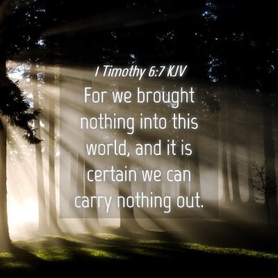 Picture 04 - 1 Timothy 6:7 KJV - For we brought nothing into this world, and it is - Bible Verse Picture