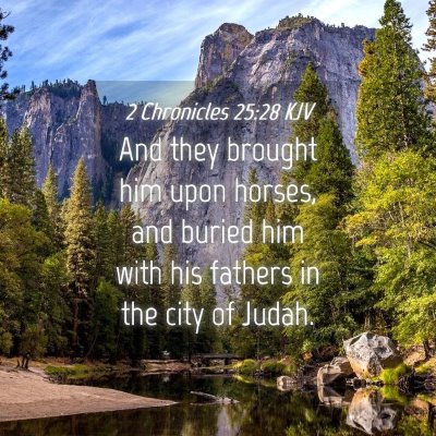 Picture 04 - 2 Chronicles 25:28 KJV - And they brought him upon horses, and buried him - Bible Verse Picture