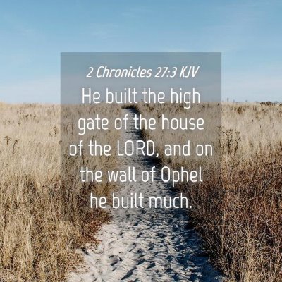 Picture 04 - 2 Chronicles 27:3 KJV - He built the high gate of the house of the LORD, - Bible Verse Picture