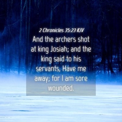 Picture 04 - 2 Chronicles 35:23 KJV - And the archers shot at king Josiah; and the king - Bible Verse Picture