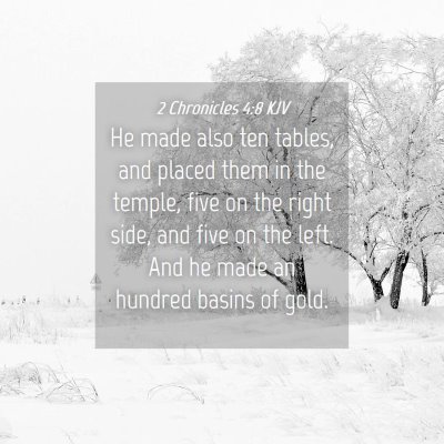 Picture 04 - 2 Chronicles 4:8 KJV - He made also ten tables, and placed them in the - Bible Verse Picture