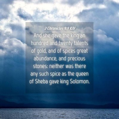 Picture 04 - 2 Chronicles 9:9 KJV - And she gave the king an hundred and twenty - Bible Verse Picture