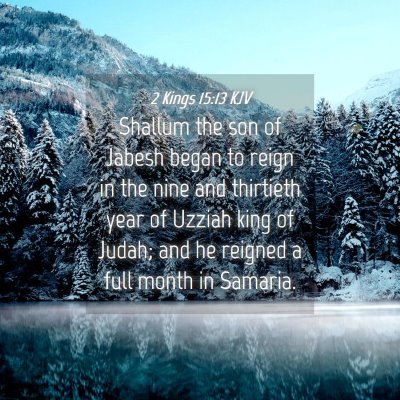 Picture 04 - 2 Kings 15:13 KJV - Shallum the son of Jabesh began to reign in the - Bible Verse Picture