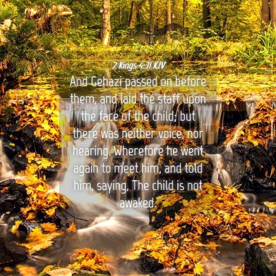 Picture 04 - 2 Kings 4:31 KJV - And Gehazi passed on before them, and laid the - Bible Verse Picture