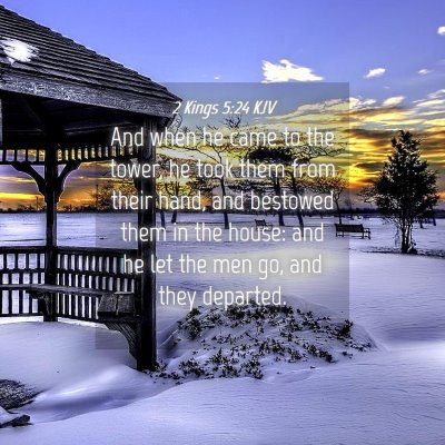 Picture 04 - 2 Kings 5:24 KJV - And when he came to the tower, he took them from - Bible Verse Picture