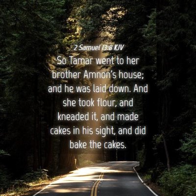 Picture 04 - 2 Samuel 13:8 KJV - So Tamar went to her brother Amnon's house; and - Bible Verse Picture