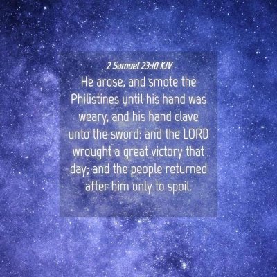 Picture 04 - 2 Samuel 23:10 KJV - He arose, and smote the Philistines until his - Bible Verse Picture
