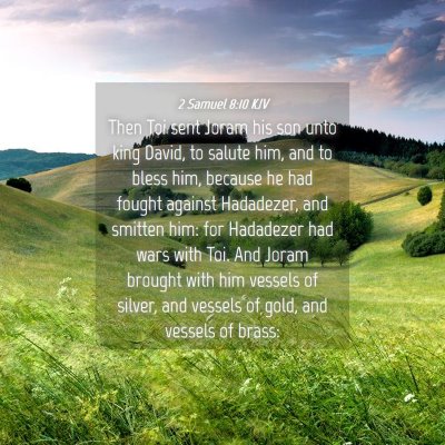 Picture 04 - 2 Samuel 8:10 KJV - Then Toi sent Joram his son unto king David, to - Bible Verse Picture