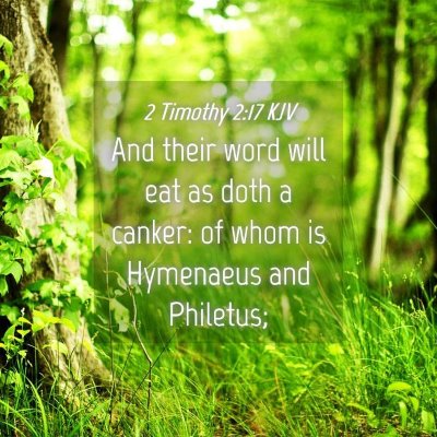 Picture 04 - 2 Timothy 2:17 KJV - And their word will eat as doth a canker: of whom - Bible Verse Picture