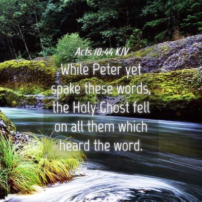 Picture 04 - Acts 10:44 KJV - While Peter yet spake these words, the Holy Ghost - Bible Verse Picture