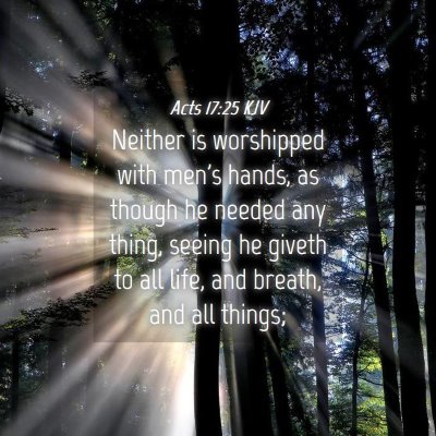 Picture 04 - Acts 17:25 KJV - Neither is worshipped with men's hands, as though - Bible Verse Picture