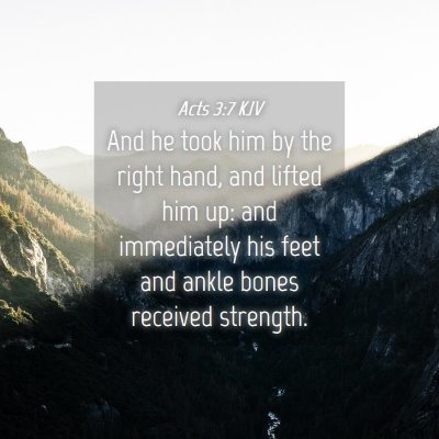 Picture 04 - Acts 3:7 KJV - And he took him by the right hand, and lifted him - Bible Verse Picture