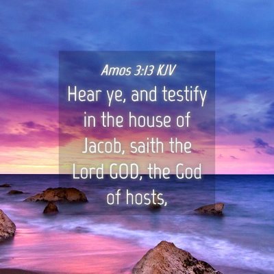 Picture 04 - Amos 3:13 KJV - Hear ye, and testify in the house of Jacob, saith - Bible Verse Picture