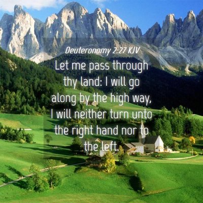 Picture 04 - Deuteronomy 2:27 KJV - Let me pass through thy land: I will go along by - Bible Verse Picture