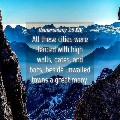 Picture 04 - Deuteronomy 3:5 KJV - All these cities were fenced with high walls, - Bible Verse Picture