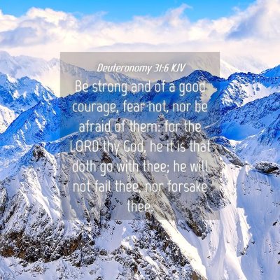 Picture 04 - Deuteronomy 31:6 KJV - Be strong and of a good courage, fear not, nor be - Bible Verse Picture