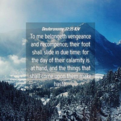 Picture 04 - Deuteronomy 32:35 KJV - To me belongeth vengeance and recompence; their - Bible Verse Picture