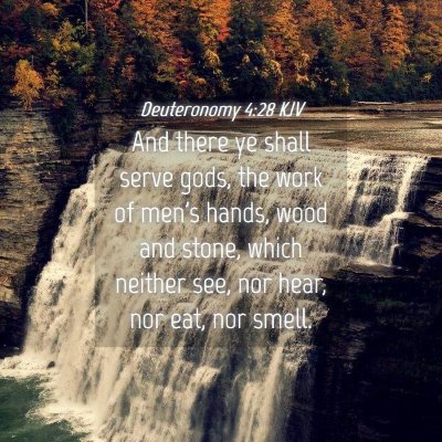 Picture 04 - Deuteronomy 4:28 KJV - And there ye shall serve gods, the work of men's - Bible Verse Picture