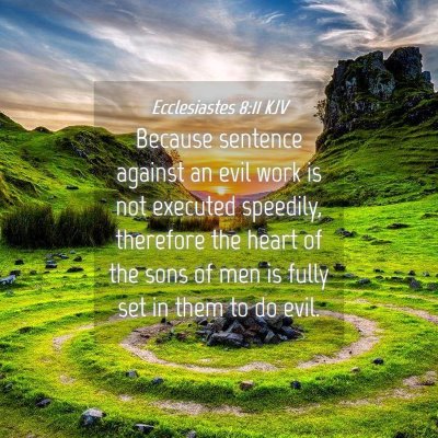 Picture 04 - Ecclesiastes 8:11 KJV - Because sentence against an evil work is not - Bible Verse Picture