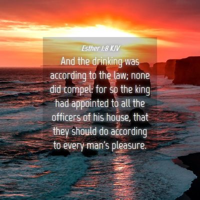 Picture 04 - Esther 1:8 KJV - And the drinking was according to the law; none - Bible Verse Picture