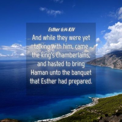 Picture 04 - Esther 6:14 KJV - And while they were yet talking with him, came - Bible Verse Picture