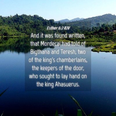 Picture 04 - Esther 6:2 KJV - And it was found written, that Mordecai had told - Bible Verse Picture