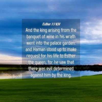 Picture 04 - Esther 7:7 KJV - And the king arising from the banquet of wine in - Bible Verse Picture