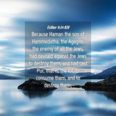 Picture 04 - Esther 9:24 KJV - Because Haman the son of Hammedatha, the Agagite, - Bible Verse Picture