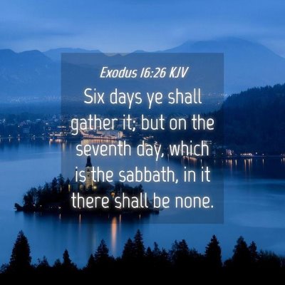 Picture 04 - Exodus 16:26 KJV - Six days ye shall gather it; but on the seventh - Bible Verse Picture