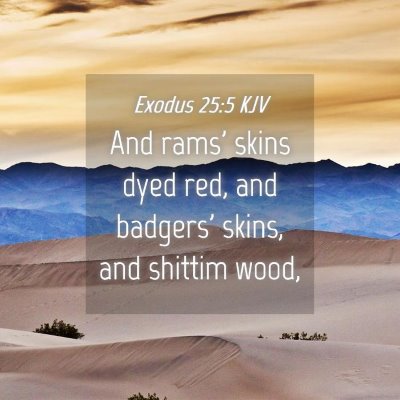 Picture 04 - Exodus 25:5 KJV - And rams' skins dyed red, and badgers' skins, and - Bible Verse Picture