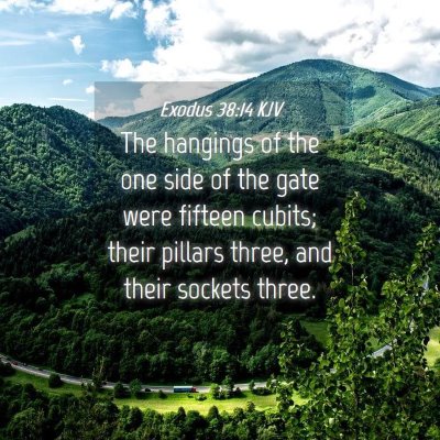 Picture 04 - Exodus 38:14 KJV - The hangings of the one side of the gate were - Bible Verse Picture