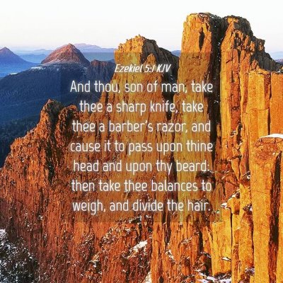 Picture 04 - Ezekiel 5:1 KJV - And thou, son of man, take thee a sharp knife, - Bible Verse Picture