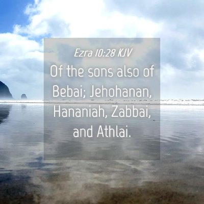 Picture 04 - Ezra 10:28 KJV - Of the sons also of Bebai; Jehohanan, Hananiah, - Bible Verse Picture