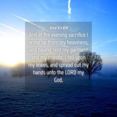 Picture 04 - Ezra 9:5 KJV - And at the evening sacrifice I arose up from my - Bible Verse Picture