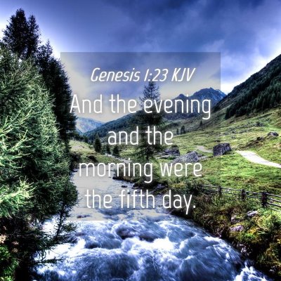 Picture 04 - Genesis 1:23 KJV - And the evening and the morning were the fifth - Bible Verse Picture