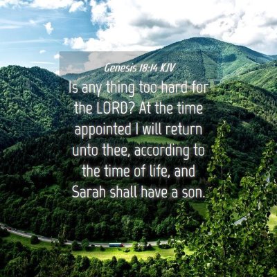 Picture 04 - Genesis 18:14 KJV - Is any thing too hard for the LORD? At the time - Bible Verse Picture