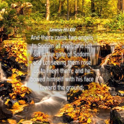 Picture 04 - Genesis 19:1 KJV - And there came two angels to Sodom at even; and - Bible Verse Picture