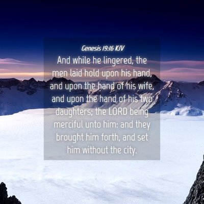 Picture 04 - Genesis 19:16 KJV - And while he lingered, the men laid hold upon his - Bible Verse Picture