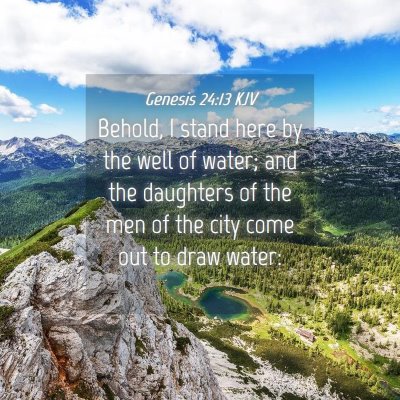 Picture 04 - Genesis 24:13 KJV - Behold, I stand here by the well of water; and - Bible Verse Picture