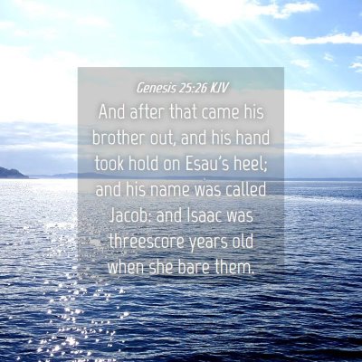 Picture 04 - Genesis 25:26 KJV - And after that came his brother out, and his hand - Bible Verse Picture