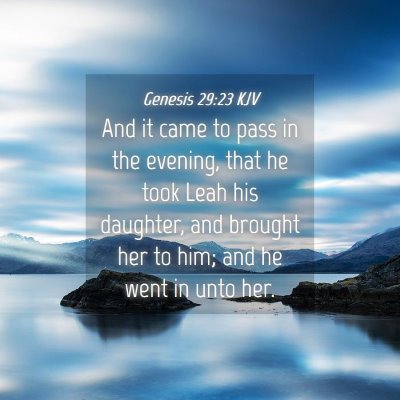 Picture 04 - Genesis 29:23 KJV - And it came to pass in the evening, that he took - Bible Verse Picture