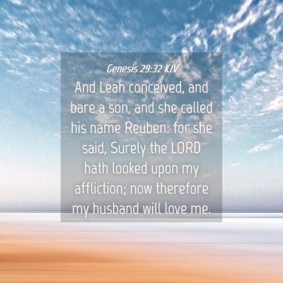 Picture 04 - Genesis 29:32 KJV - And Leah conceived, and bare a son, and she - Bible Verse Picture