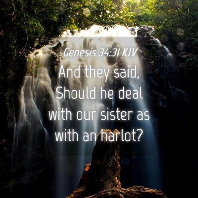 Picture 04 - Genesis 34:31 KJV - And they said, Should he deal with our sister as - Bible Verse Picture