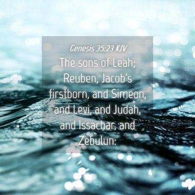 Picture 04 - Genesis 35:23 KJV - The sons of Leah; Reuben, Jacob's firstborn, and - Bible Verse Picture