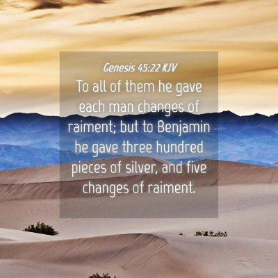 Picture 04 - Genesis 45:22 KJV - To all of them he gave each man changes of - Bible Verse Picture