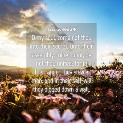Picture 04 - Genesis 49:6 KJV - O my soul, come not thou into their secret; unto - Bible Verse Picture