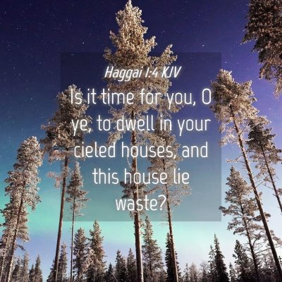 Picture 04 - Haggai 1:4 KJV - Is it time for you, O ye, to dwell in your cieled - Bible Verse Picture