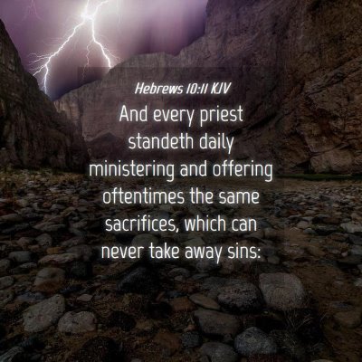Picture 04 - Hebrews 10:11 KJV - And every priest standeth daily ministering and - Bible Verse Picture